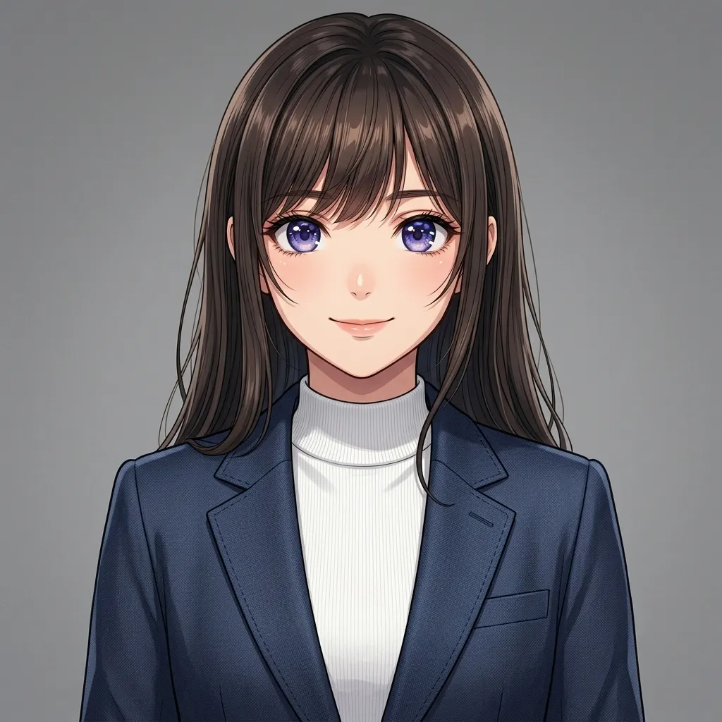 紫眸凝視:俐落職場風格少女