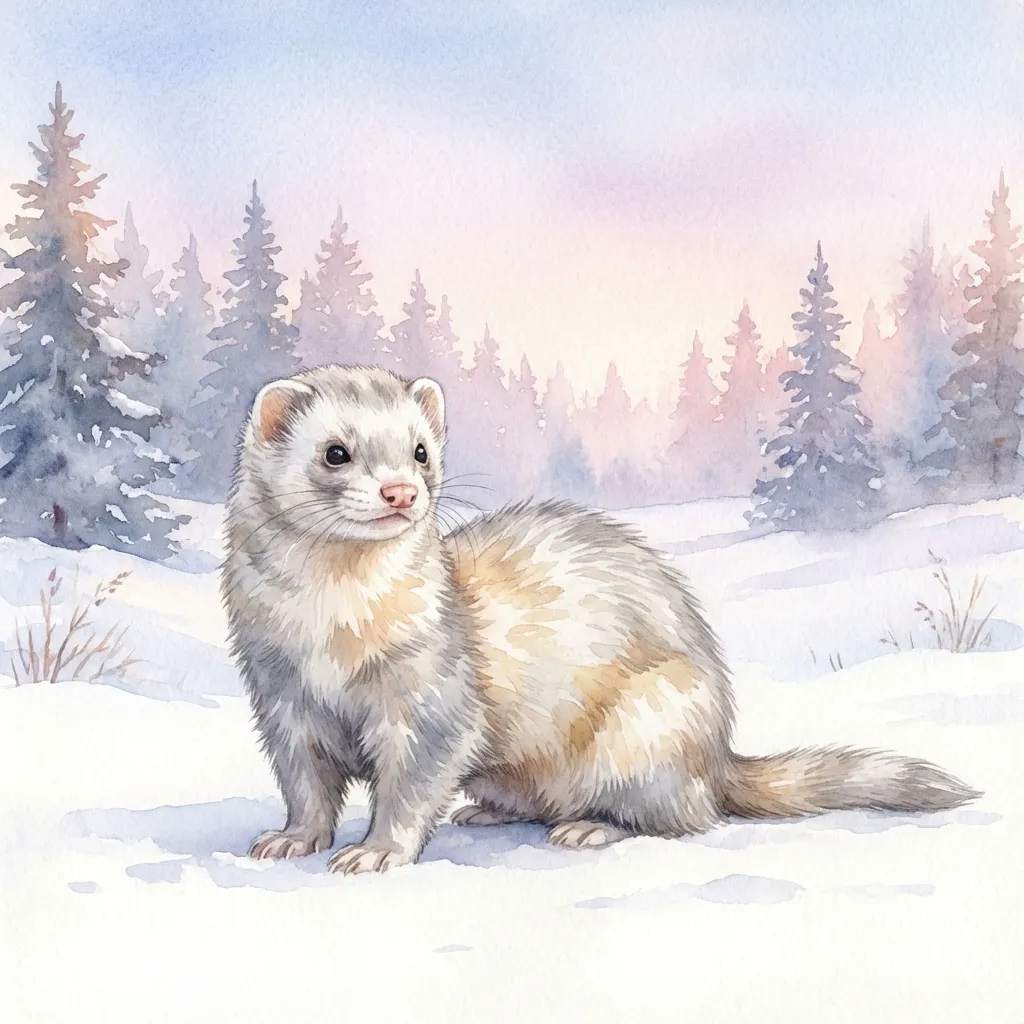冬日雪貂：水彩夢境