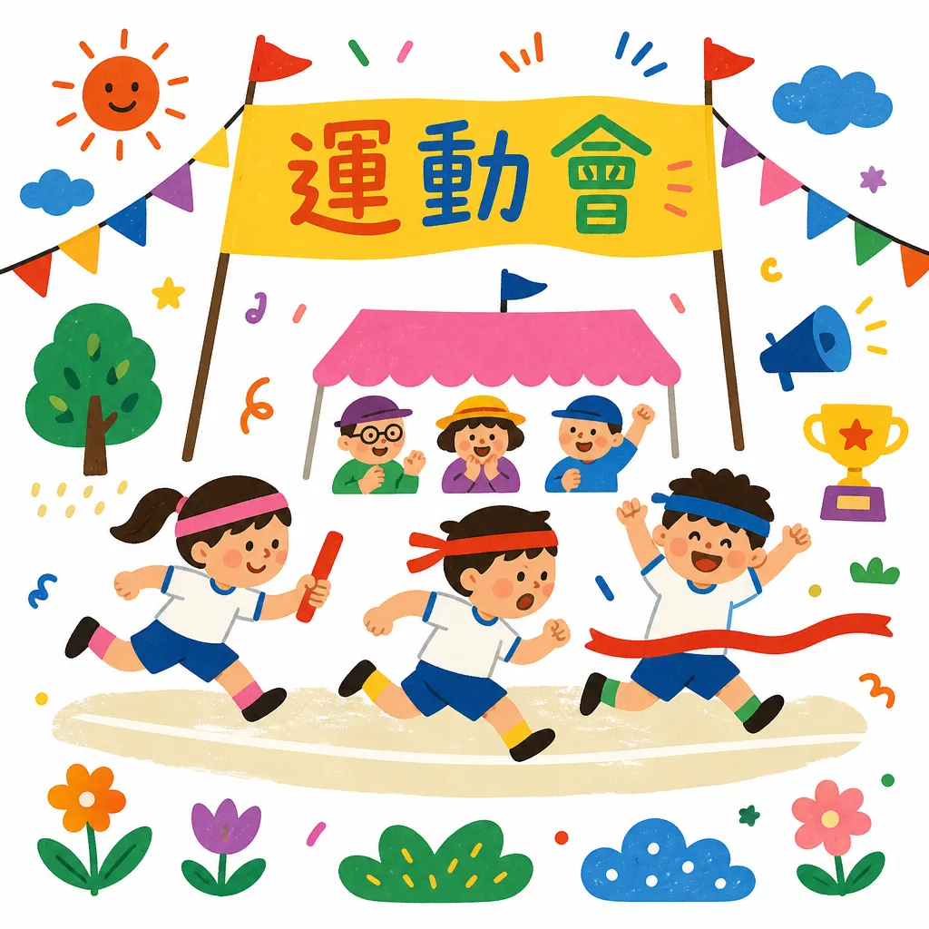 充滿活力的校園運動會接力賽