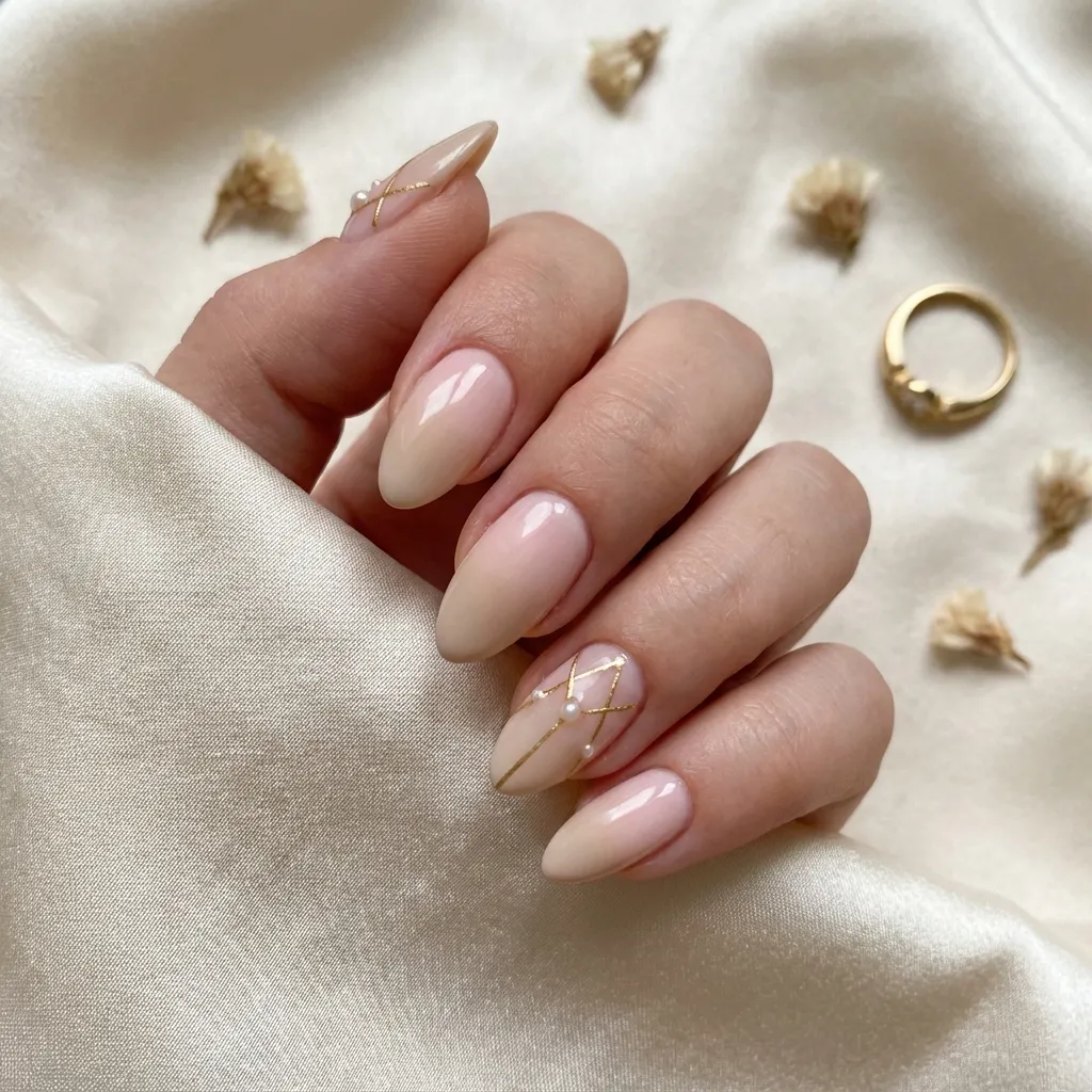 優雅米色漸變美甲