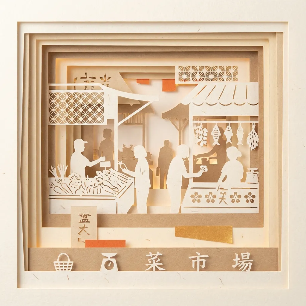 懷舊菜市場光影紙雕