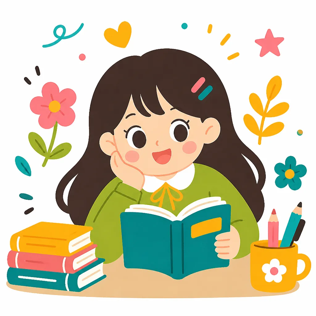 沈浸在書香世界的快樂少女