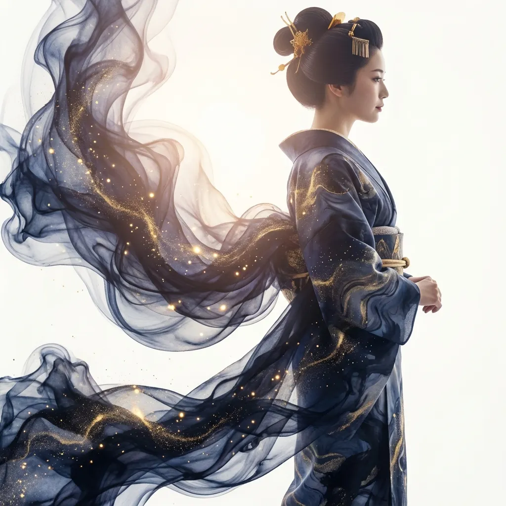 水墨金流和服:古典與現代的詩意交織