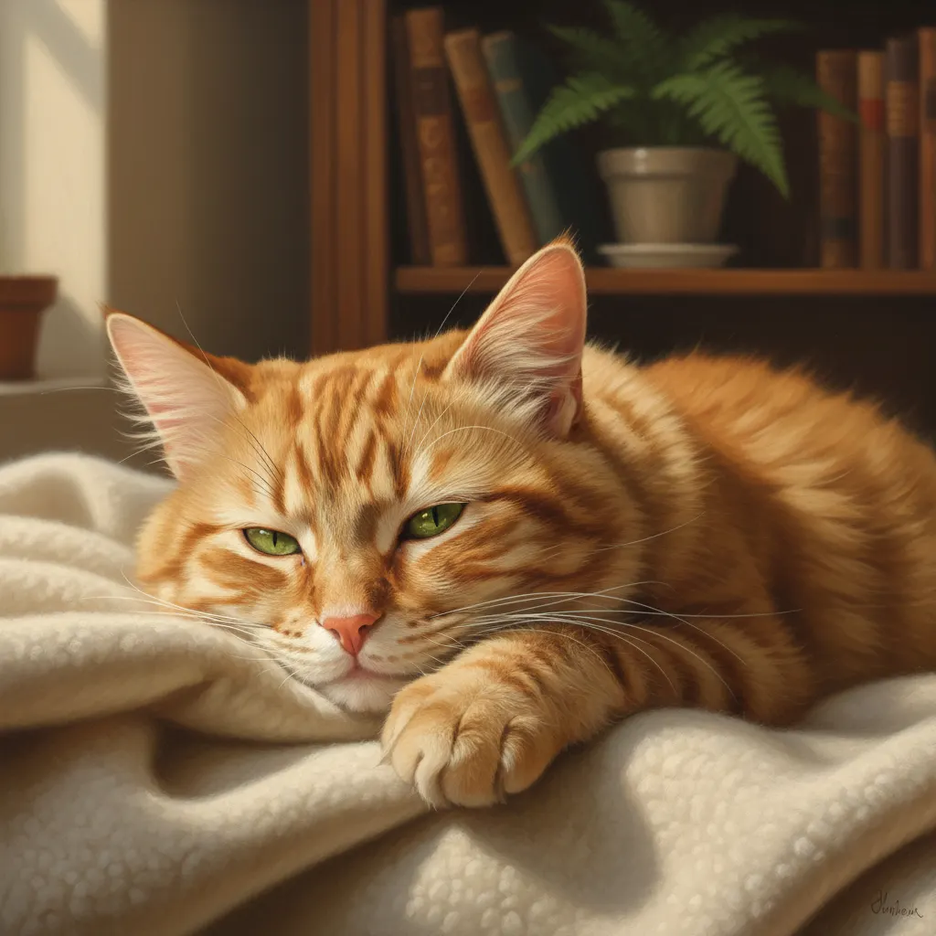 暖陽下的橘貓小憩