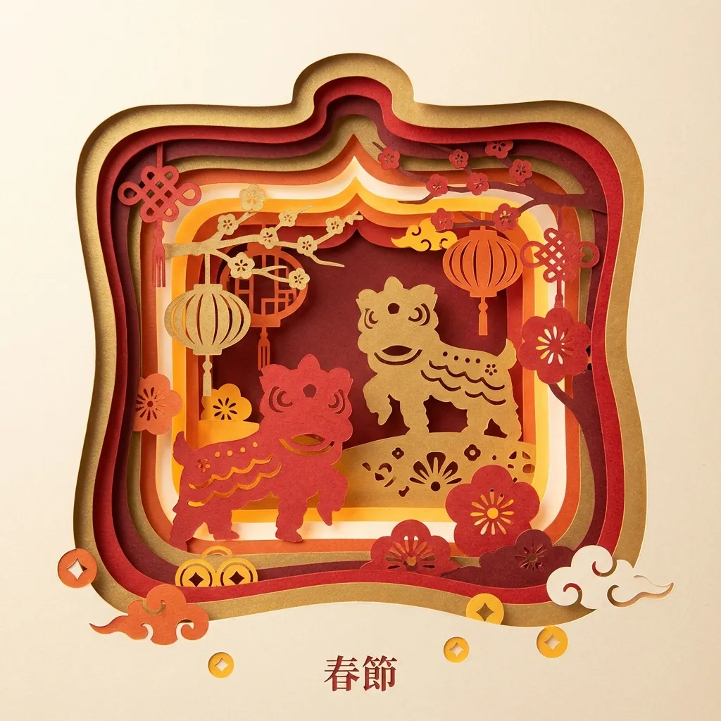 春節舞獅剪紙藝術