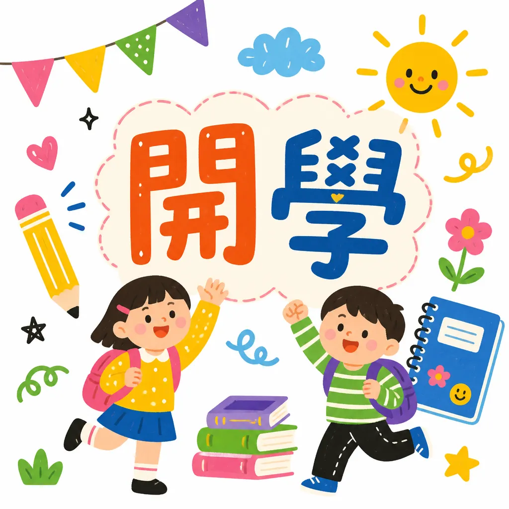 歡樂開學季:迎接校園新生活插畫