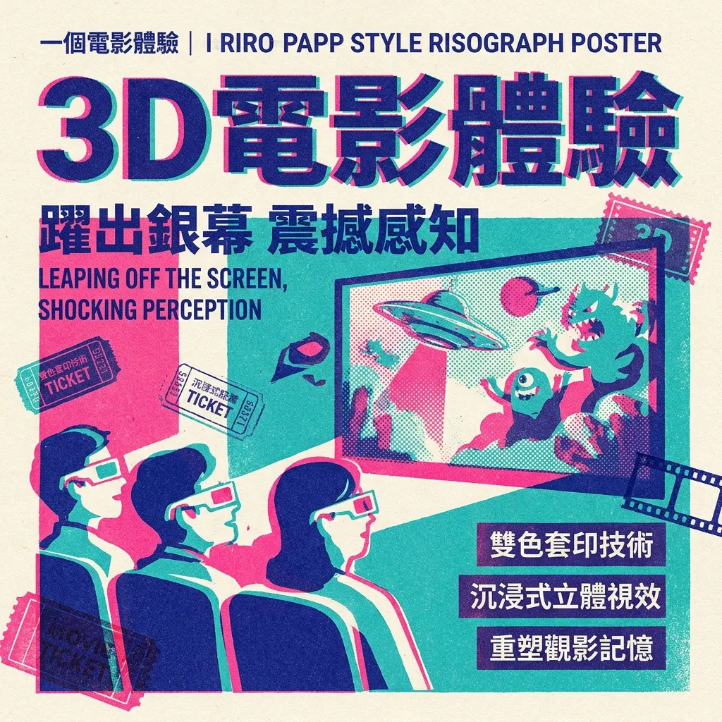 躍出銀幕：復古孔版印刷 3D 電影海報