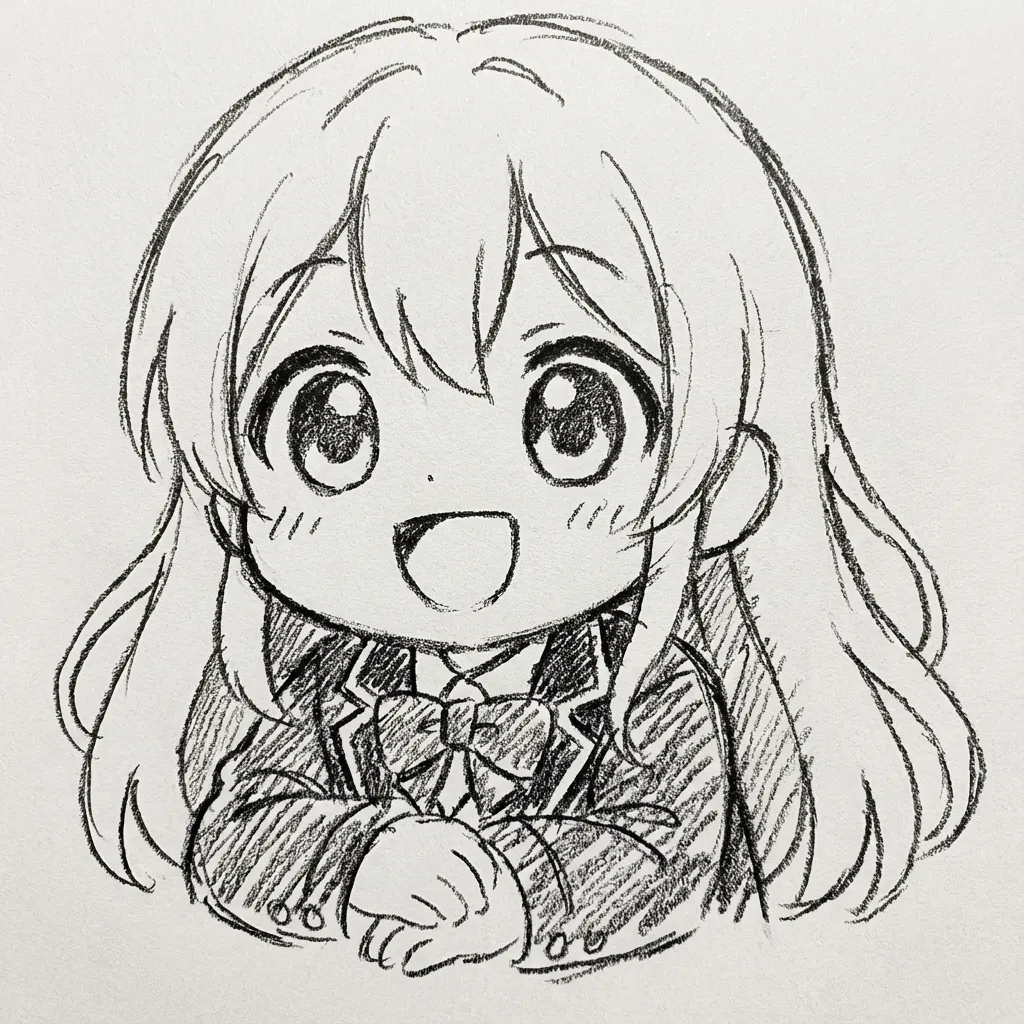 可愛Q版學生妹素描