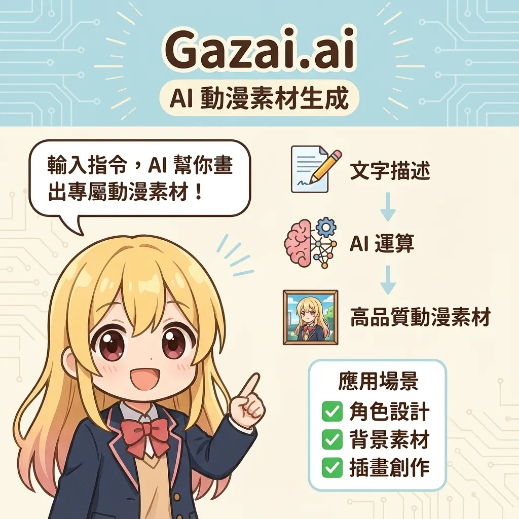 Gazai.ai AI 動漫素材生成介紹圖