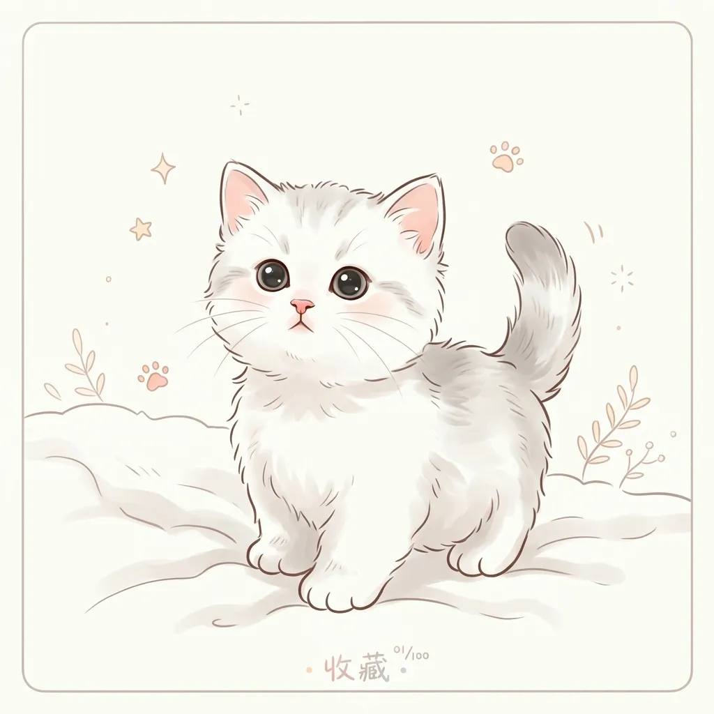 純白初綻：軟萌小貓的純真凝視我家的喵