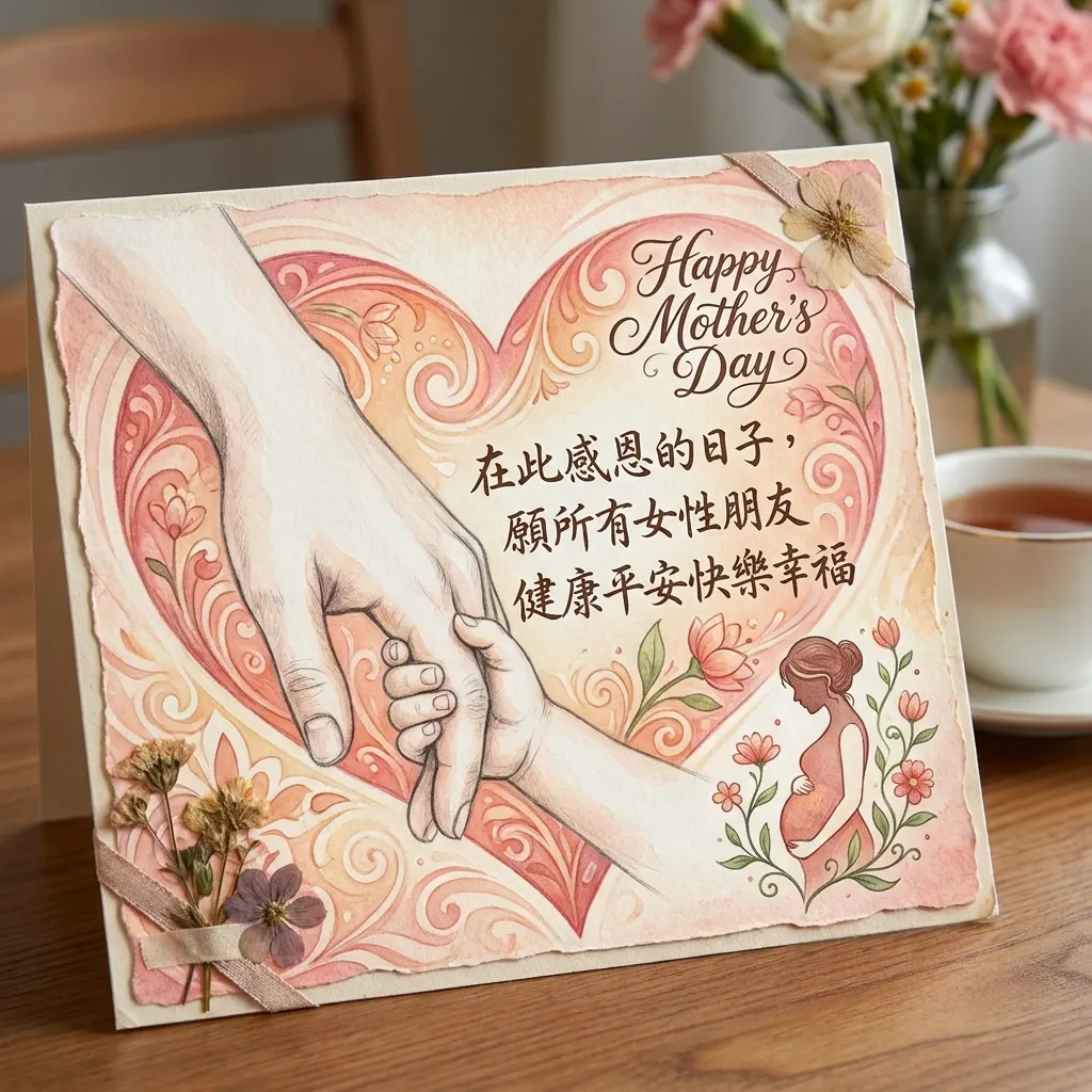 暖心母愛慶佳節:大手牽小手感恩賀卡