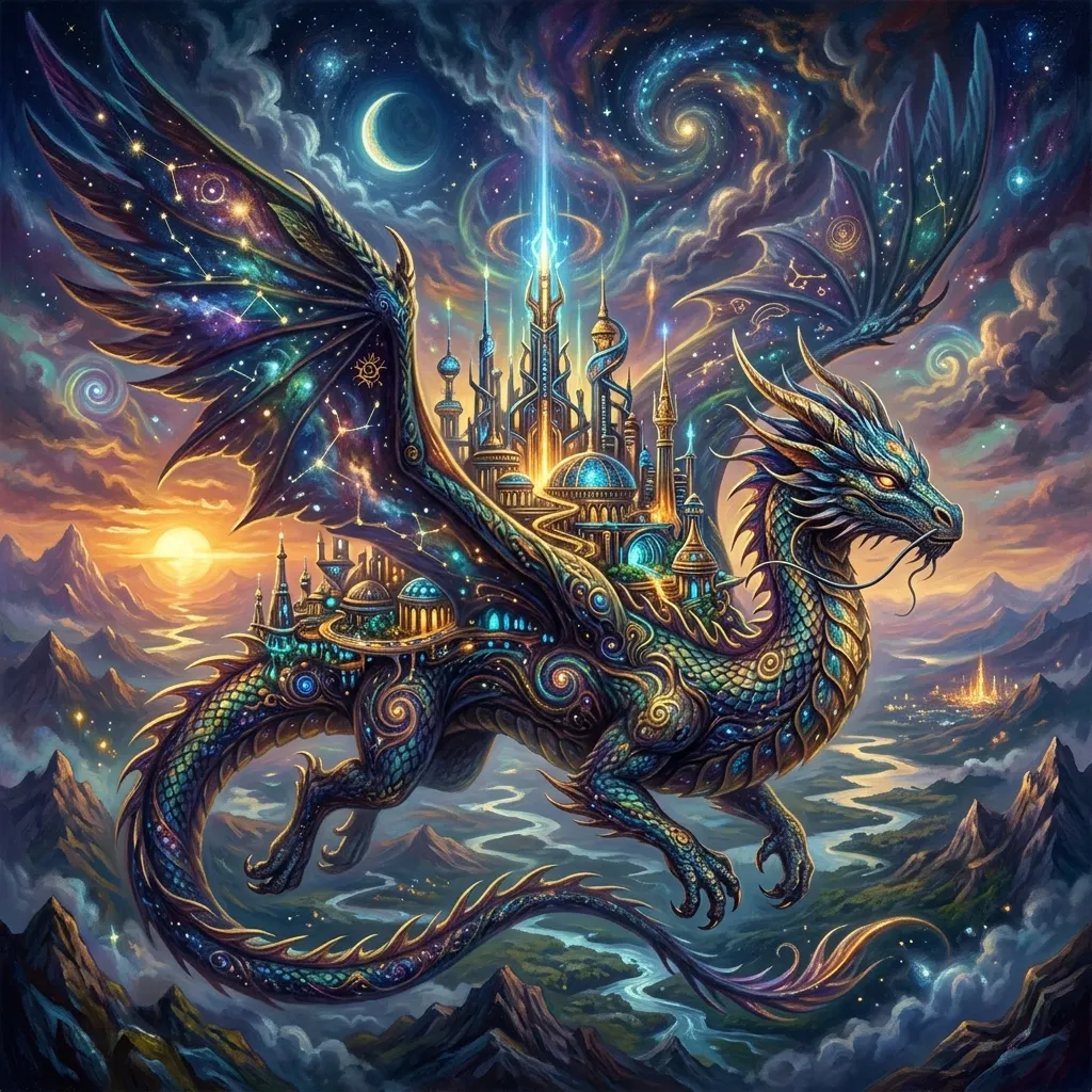 星穹龍脊上的永恆之城:象徵主義幻夢