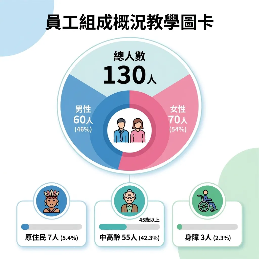 企業人力結構分析:多元包容員工組成圖卡
