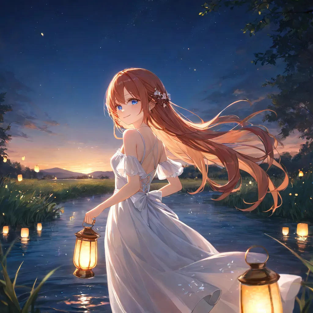 盛夏夜裡回眸一笑的女孩