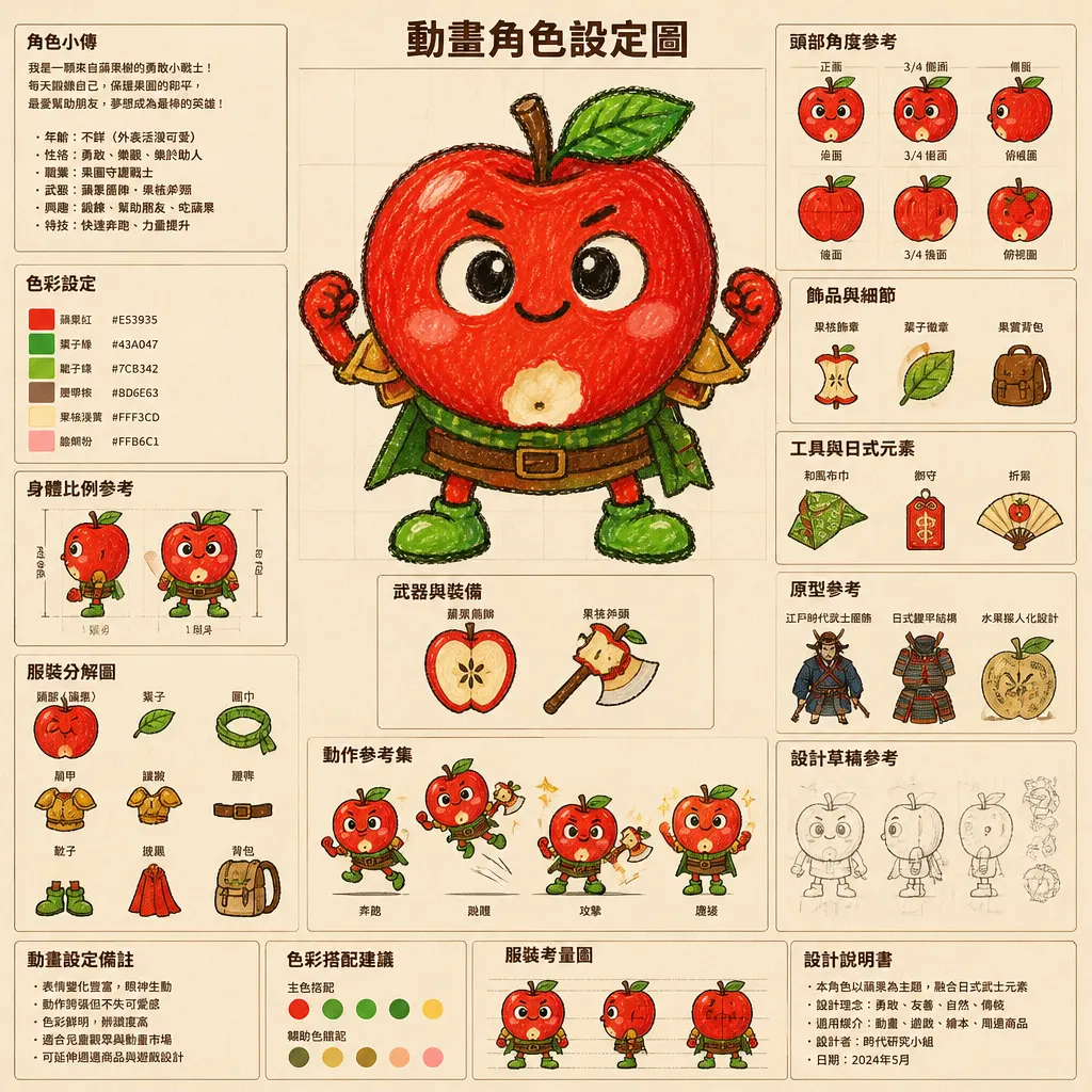 蘋果戰士:動畫角色完整設定圖