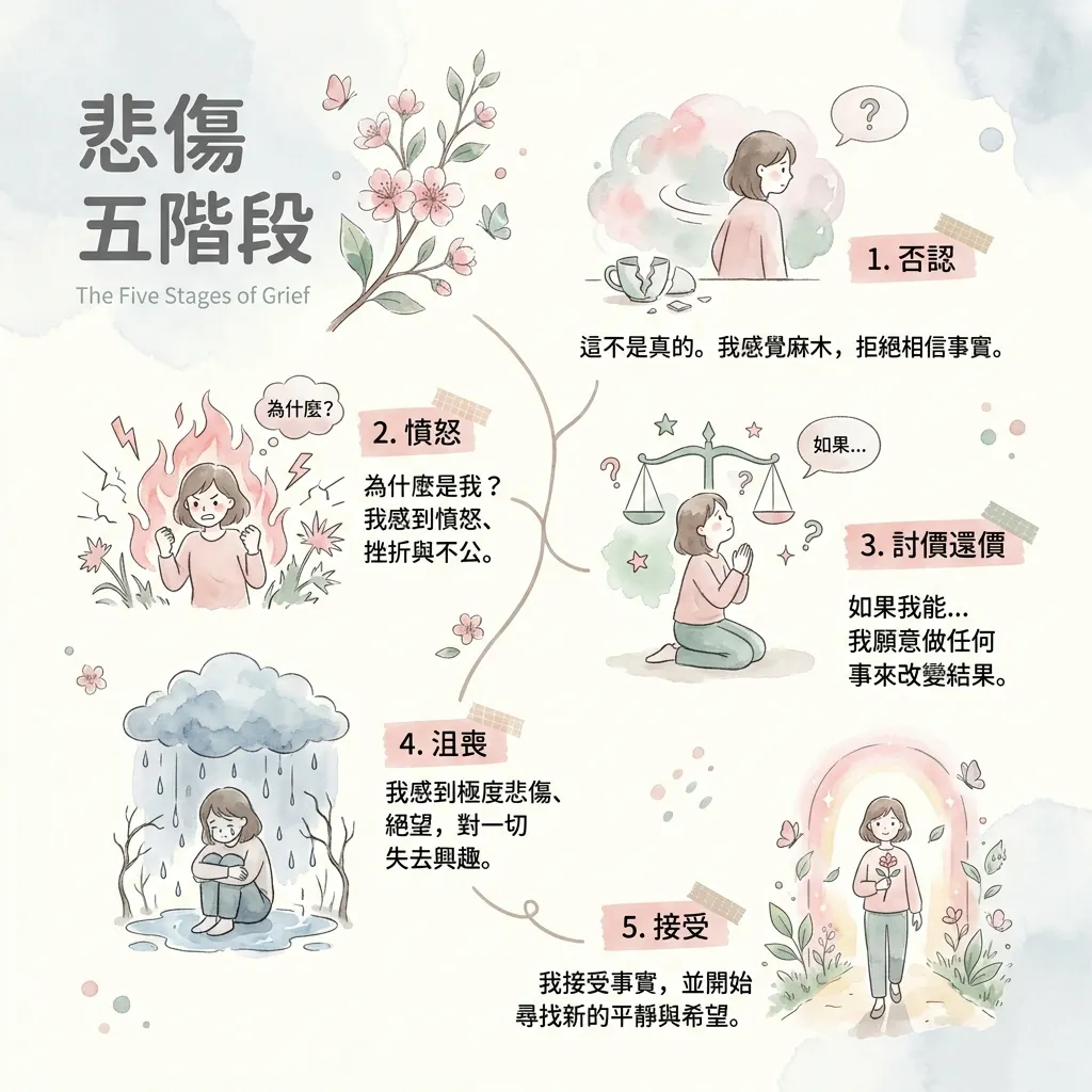 心靈療癒指南:走過悲傷的五個階段