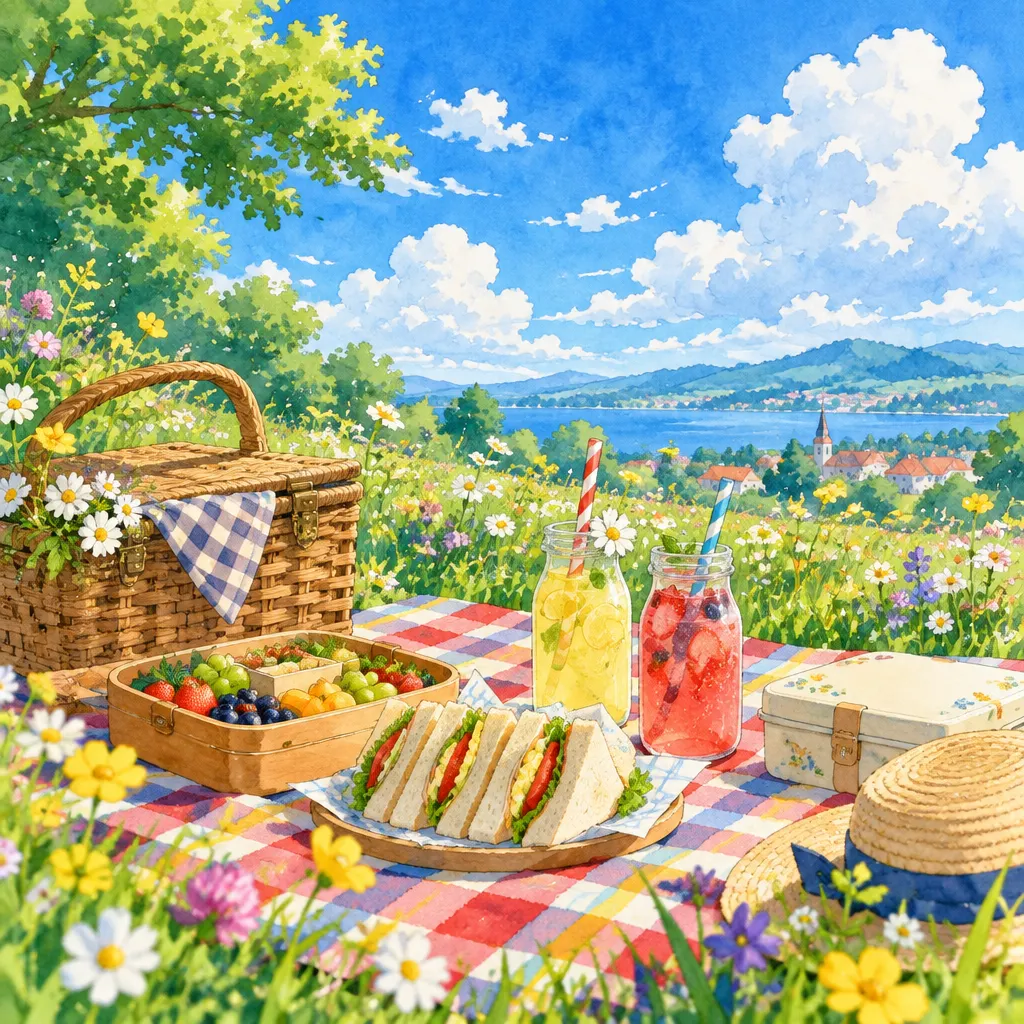 夏日湖畔的野餐時光