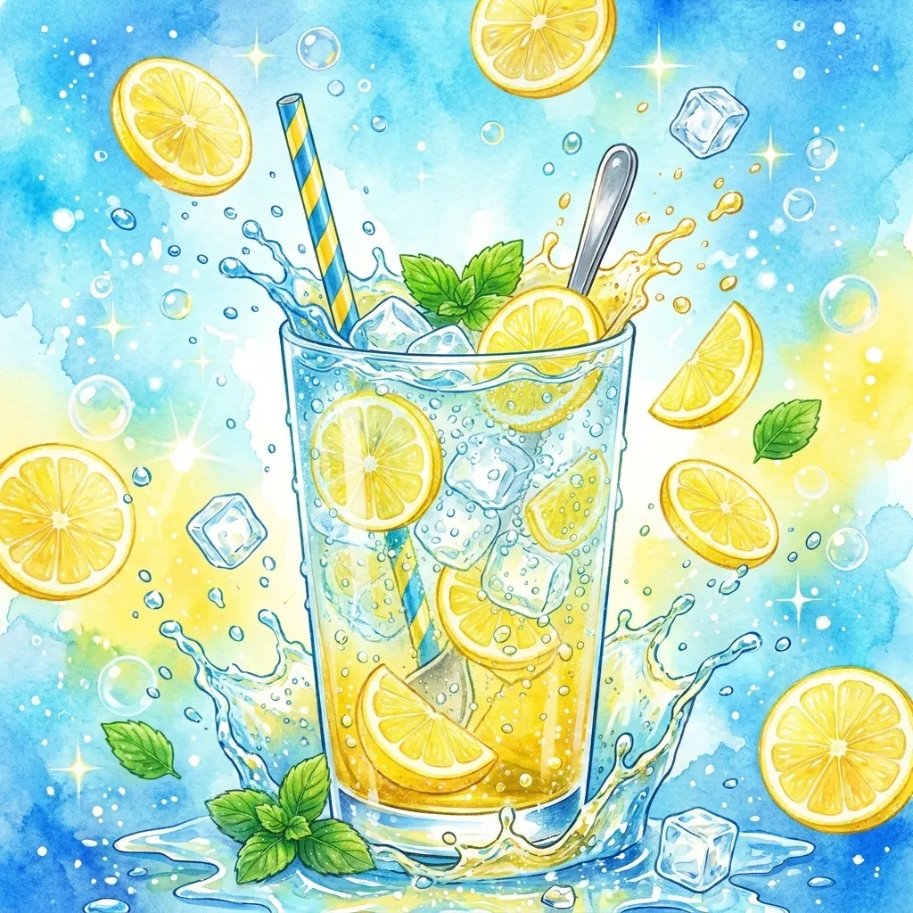 沁涼仲夏：手繪風檸檬氣泡飲