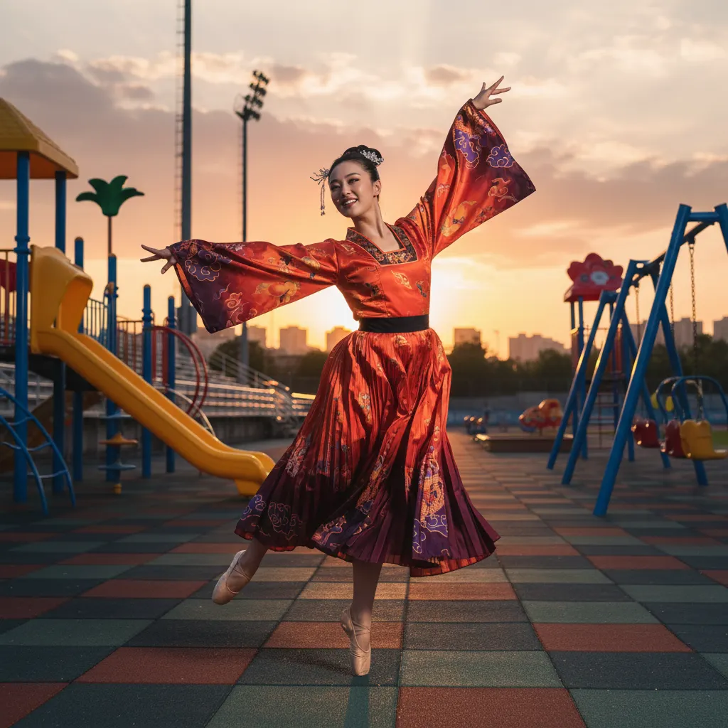 夕陽下的舞者：遊樂場上的古典之美