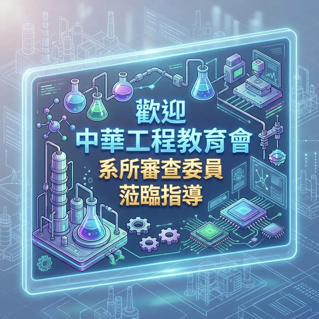 化學材料工程歡迎海報：等距科技藍