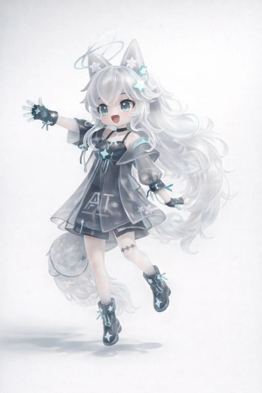 可愛い透明な獣耳少女