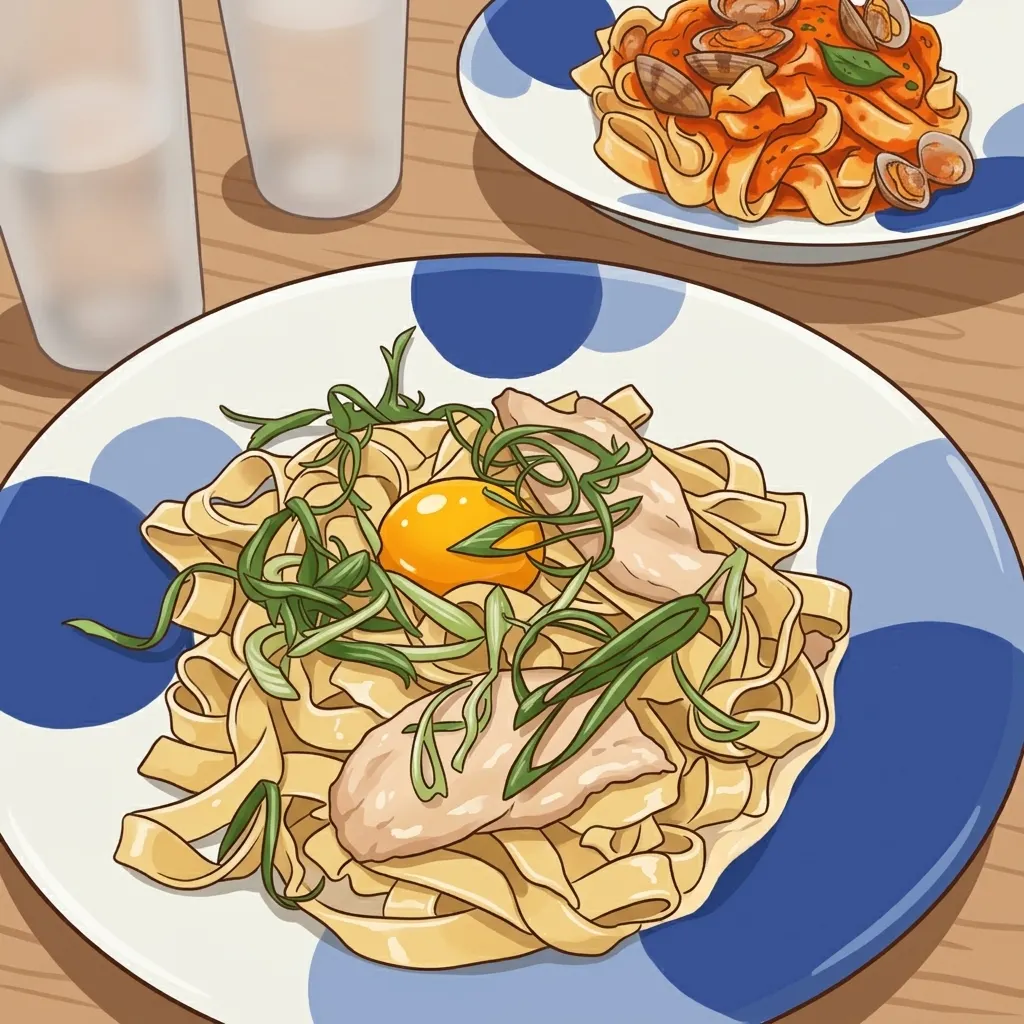 暖心食光：日系手繪風義大利麵插畫