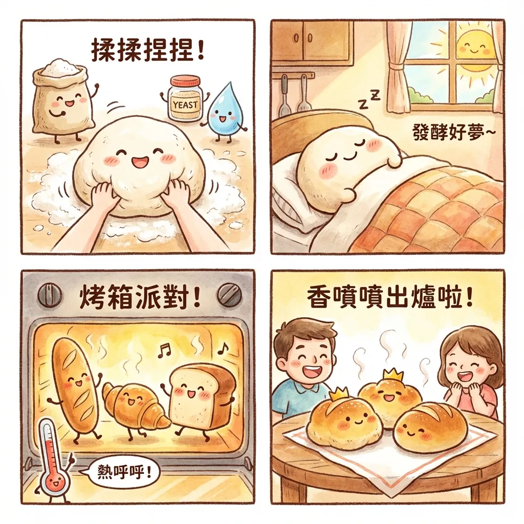 療癒麵包成長記：從揉麵到出爐的可愛旅程