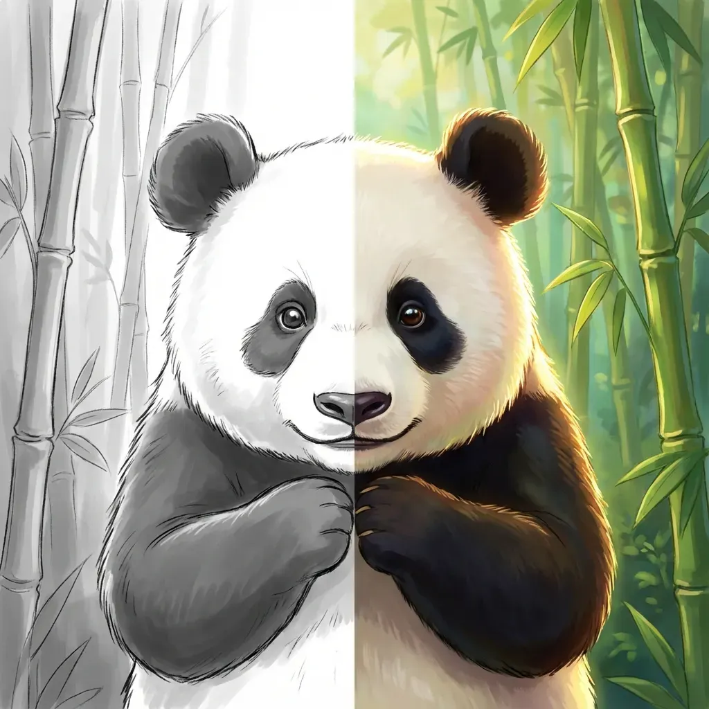 Panda's Transformation: Sketch to Color