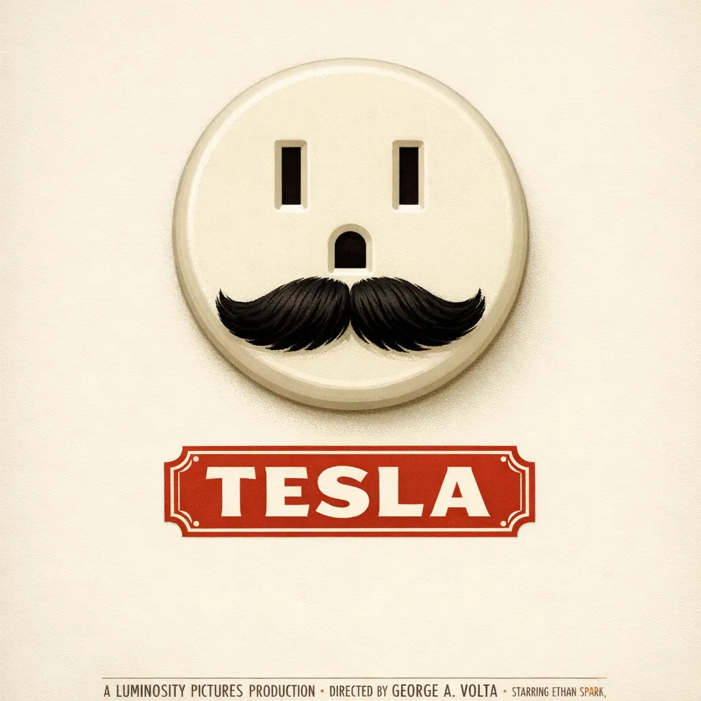 特斯拉先生：極簡主義電影海報