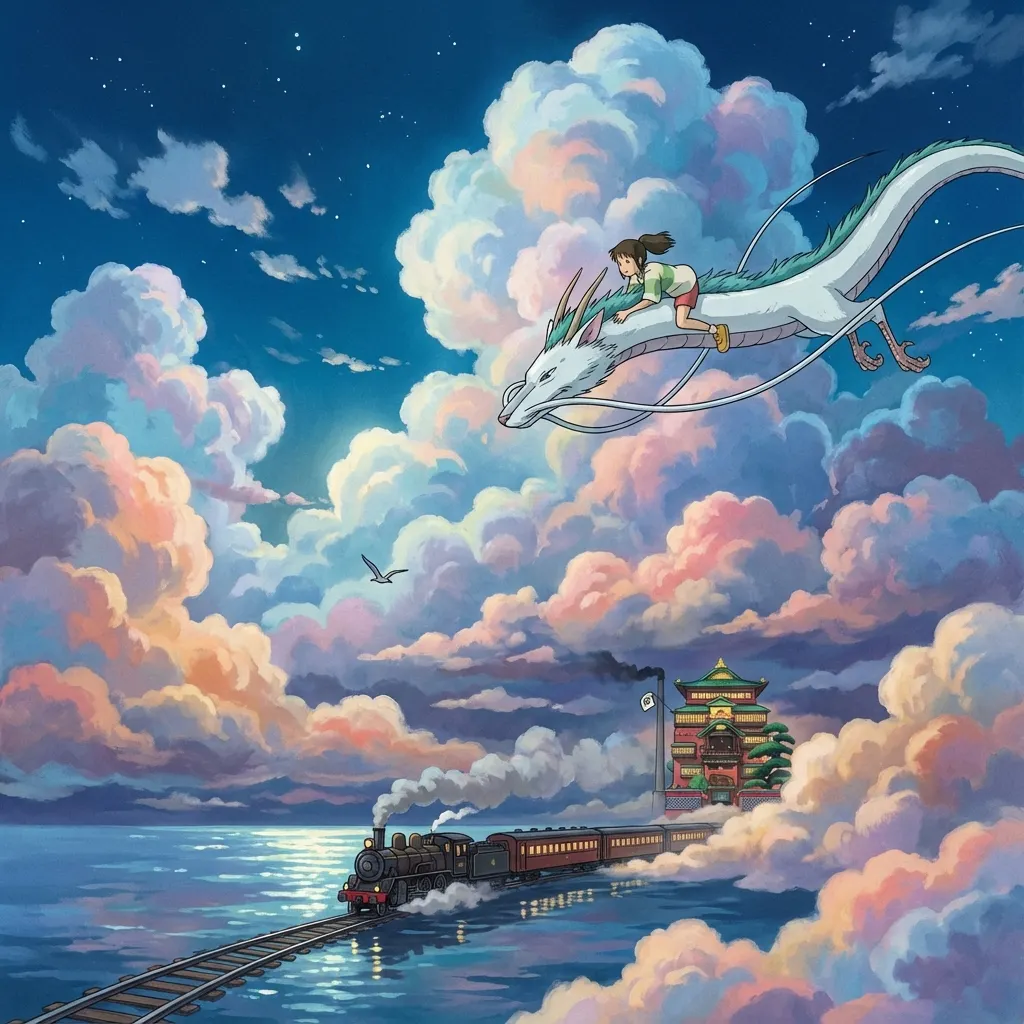 千尋與白龍的奇幻夜空之旅