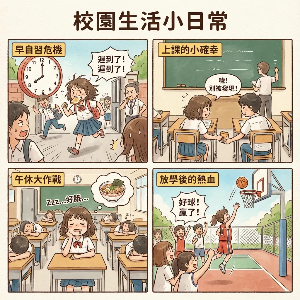 校園生活小日常:爆笑四格漫畫
