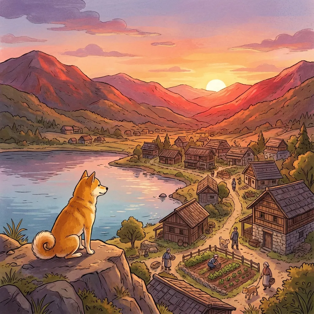 管科411620338-夕陽湖畔下的柴犬