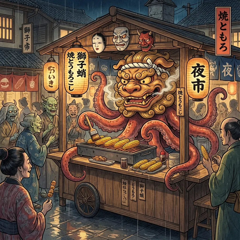 章魚獅子夜市烤玉米 411620304管科 陳宥任任