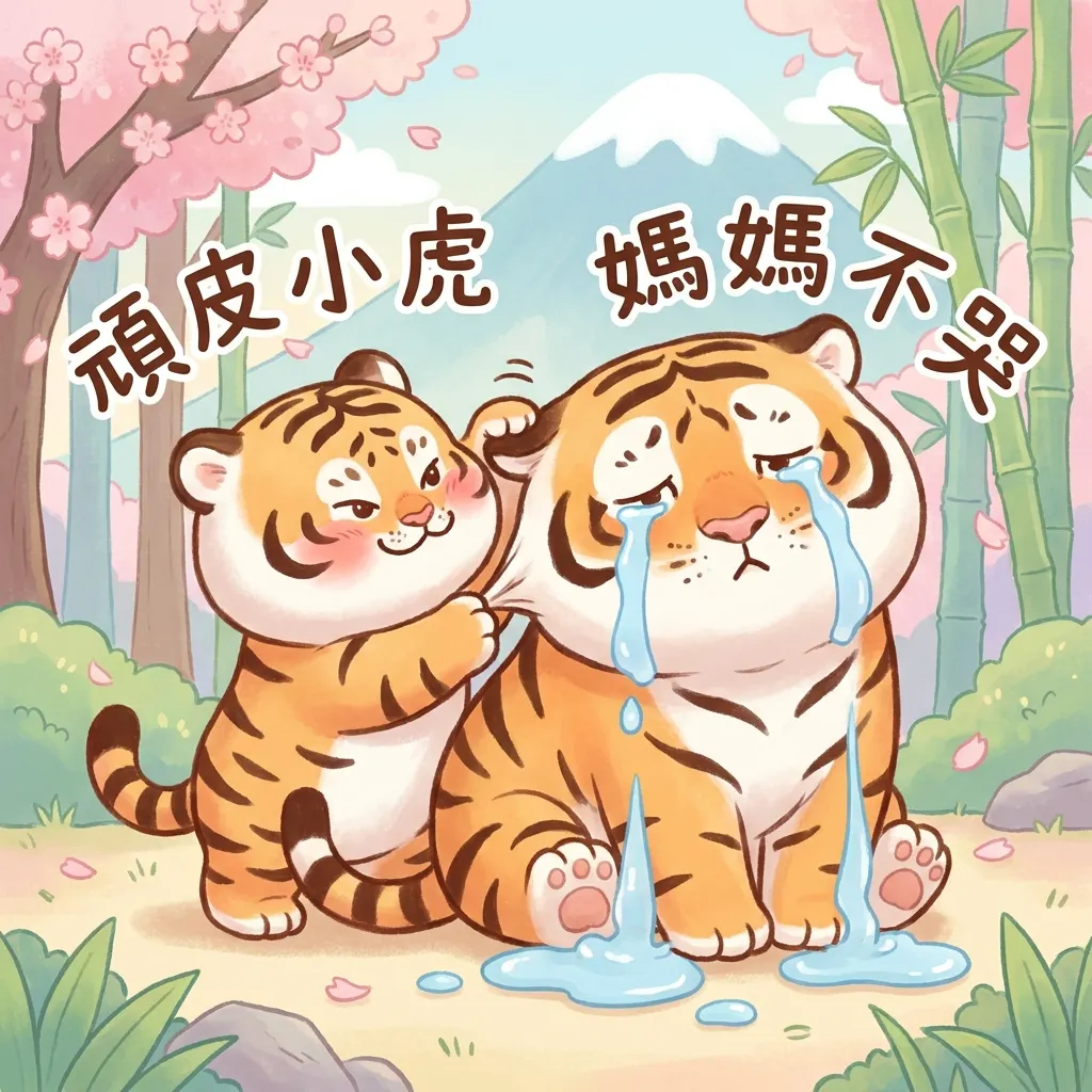 頑皮小虎與傷心的老虎媽媽