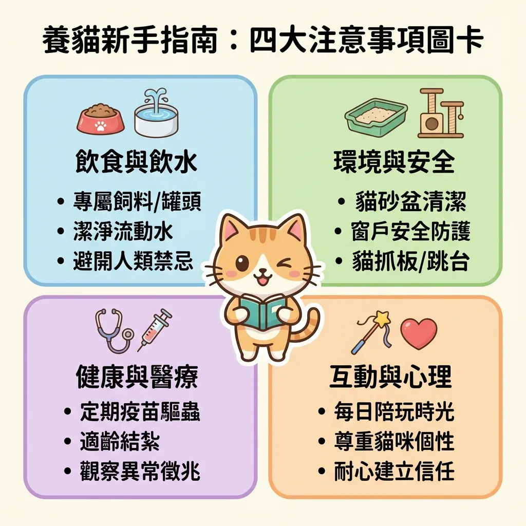 嶺東科大B28B001_養貓新手指南:四大注意事項圖卡