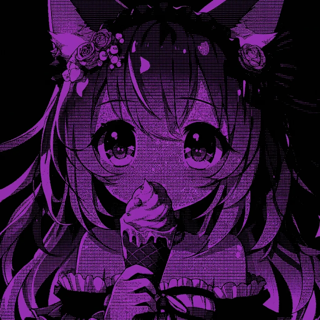 紫のピクセル姫とアイス