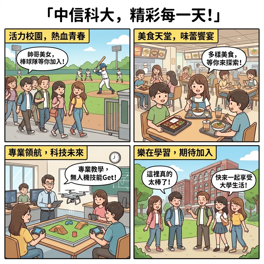中信科大:精彩活力校園生活四格漫畫