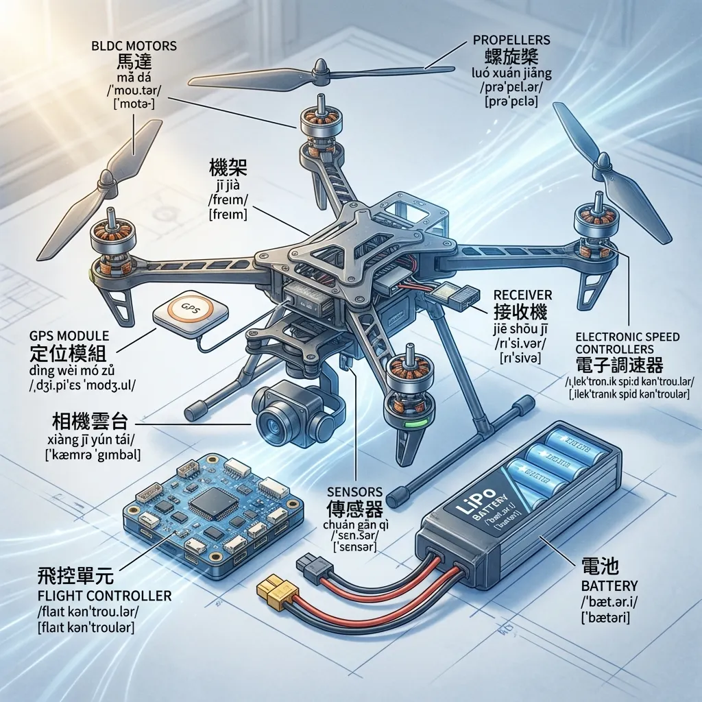 中信科大-無人機構造解密:科技學習插畫