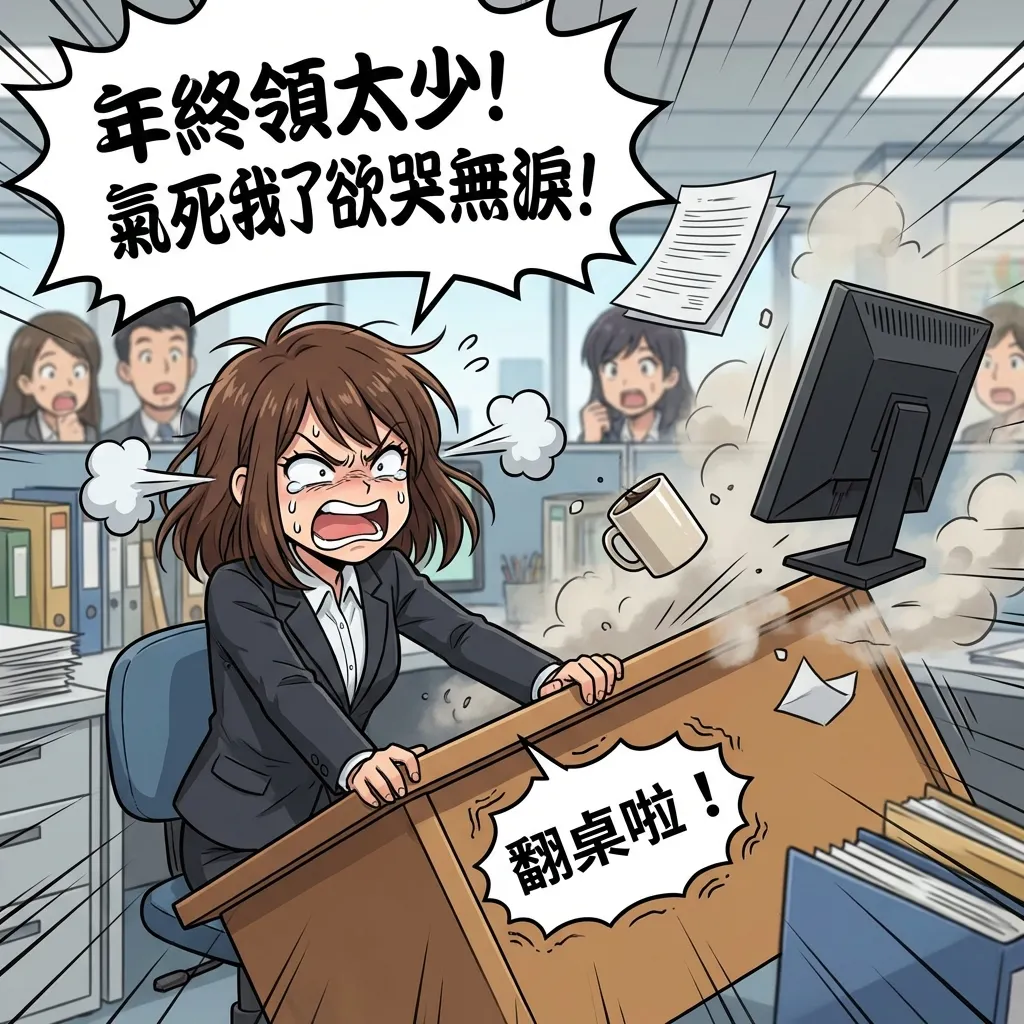 年終領太少，氣到想翻桌的上班族