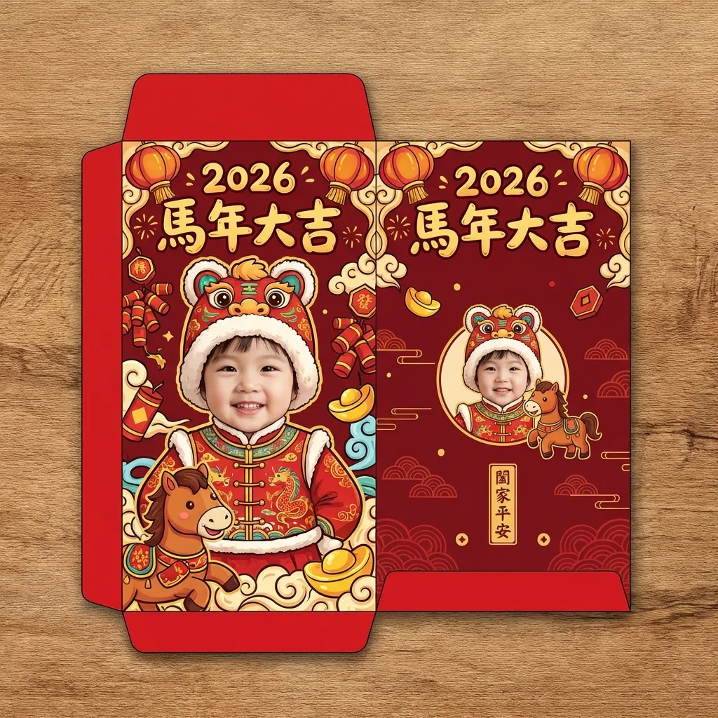 2026馬年大吉：可愛萌娃新年客製紅包袋