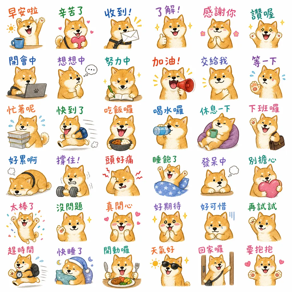 暖萌柴犬日常生活表情包貼圖