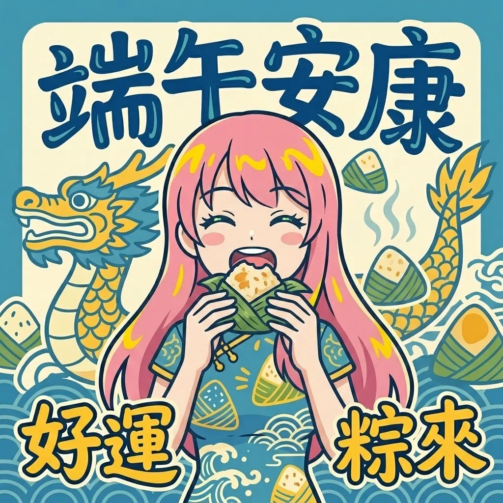 端午慶佳節:粉髮少女與美味肉粽