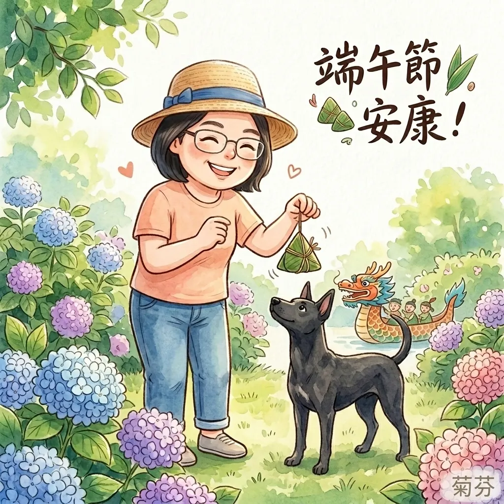 繡球花園的端午節:與台灣土狗的靜謐時光
