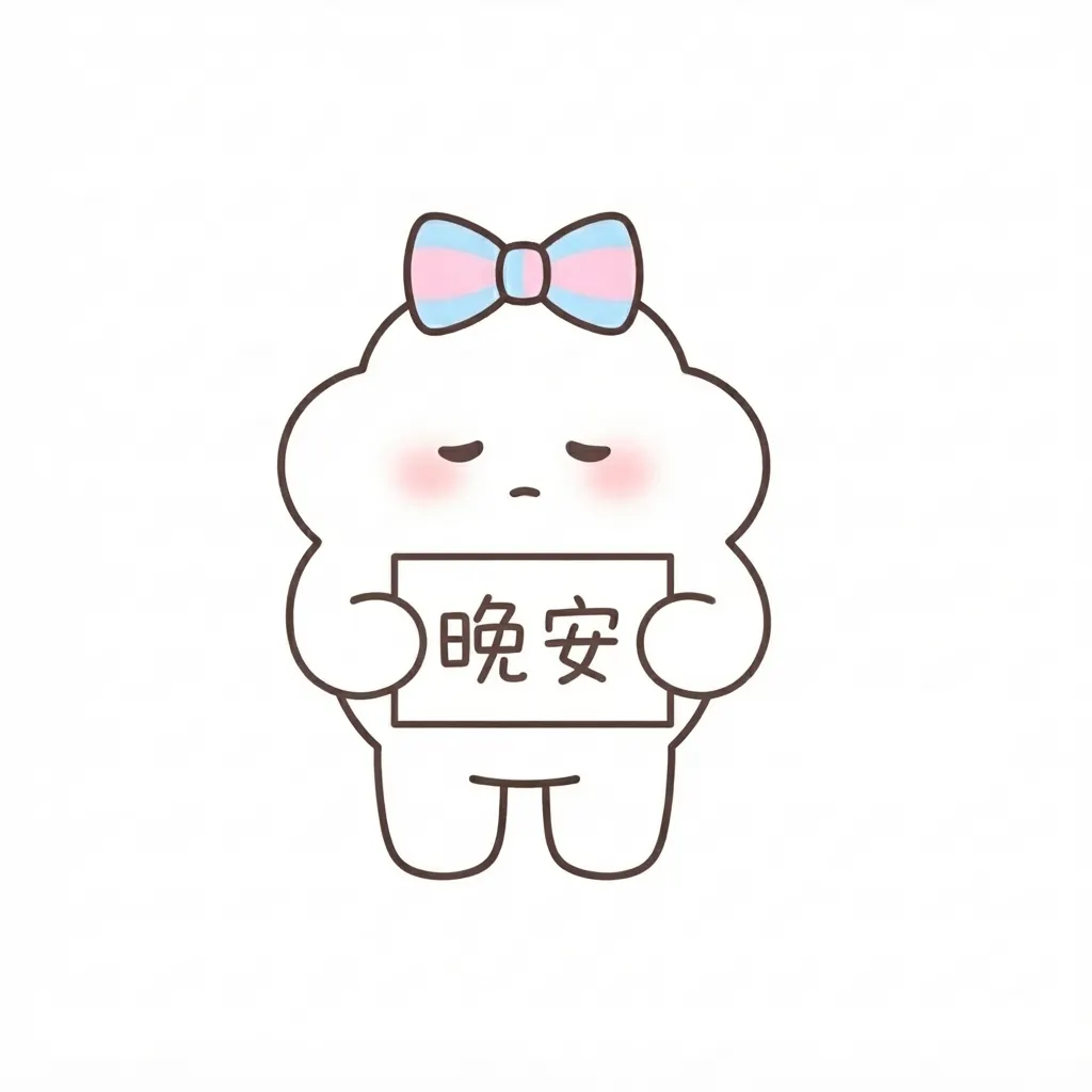呆萌蝴蝶結雲朵精靈：說聲晚安準備入睡