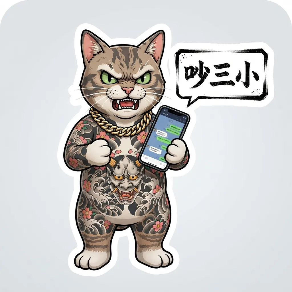 霸氣刺青虎斑貓：吵三小貼圖系列