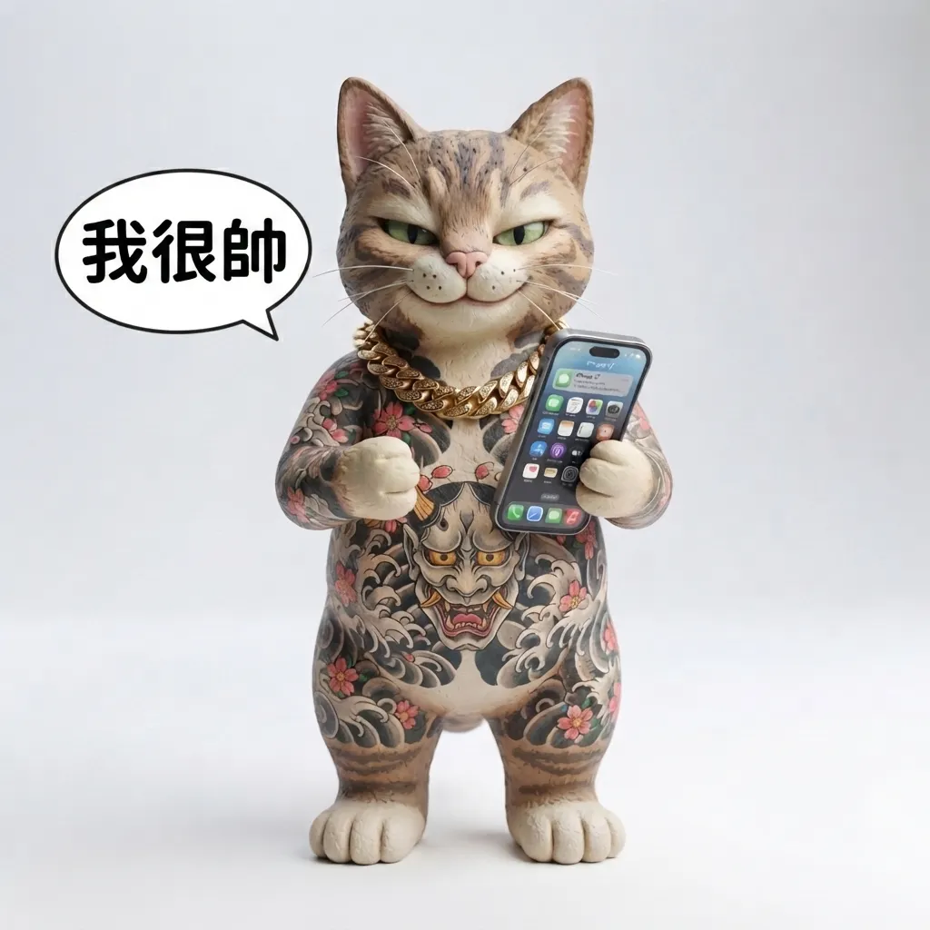 自信爆棚!刺青貓咪的得意日常:我很帥