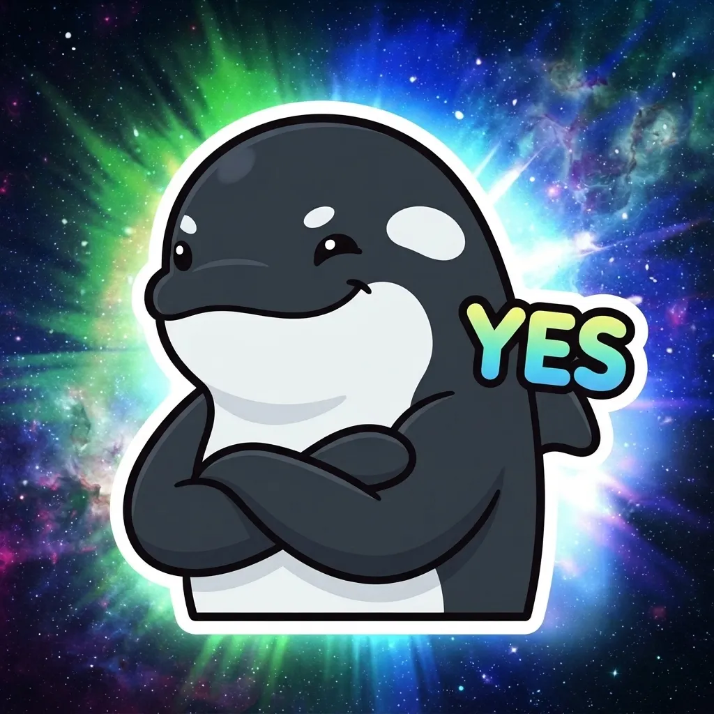 Q版虎鯨肯定貼圖:自信抱胸的 YES 瞬間