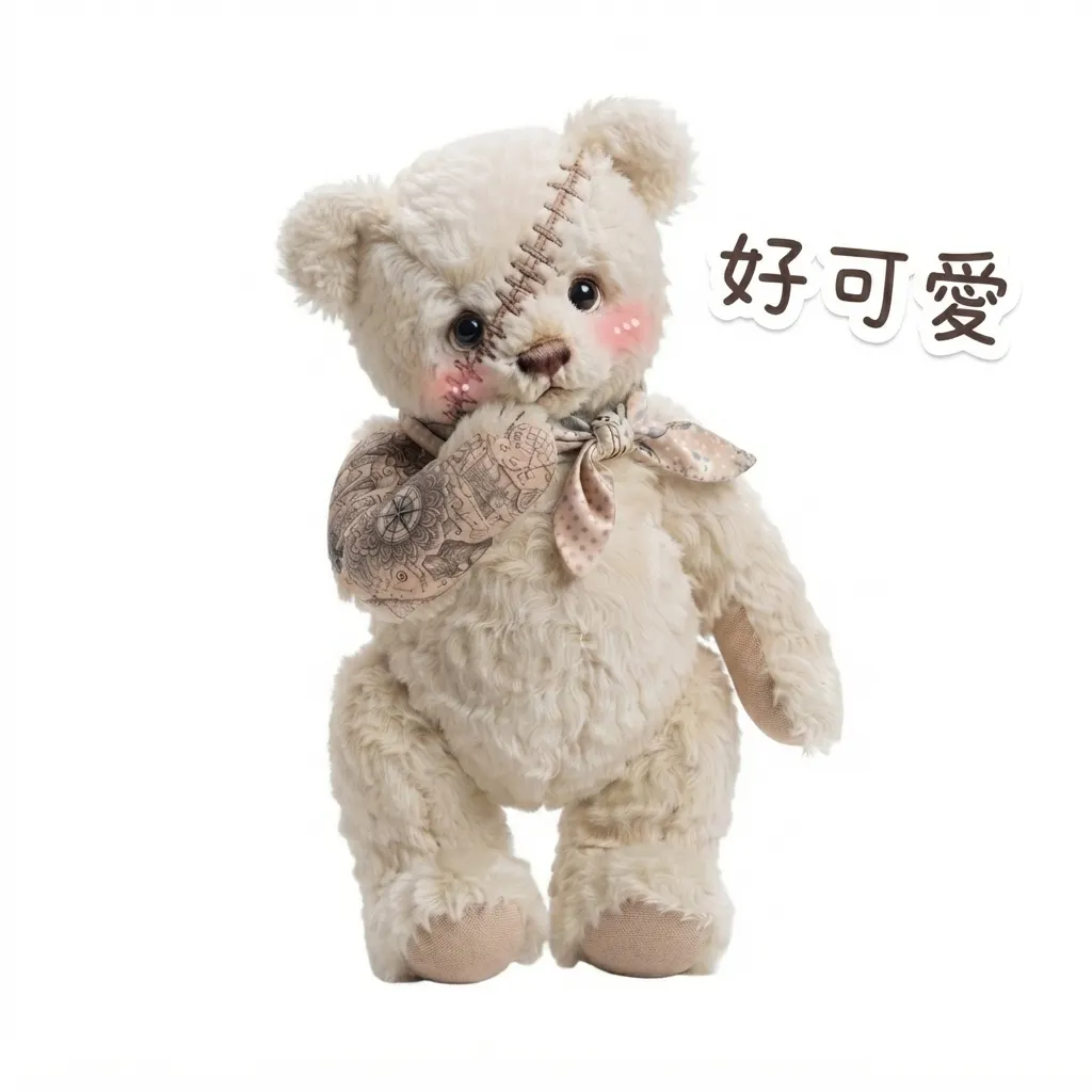 害羞的刺青縫補小熊 LINE 貼圖