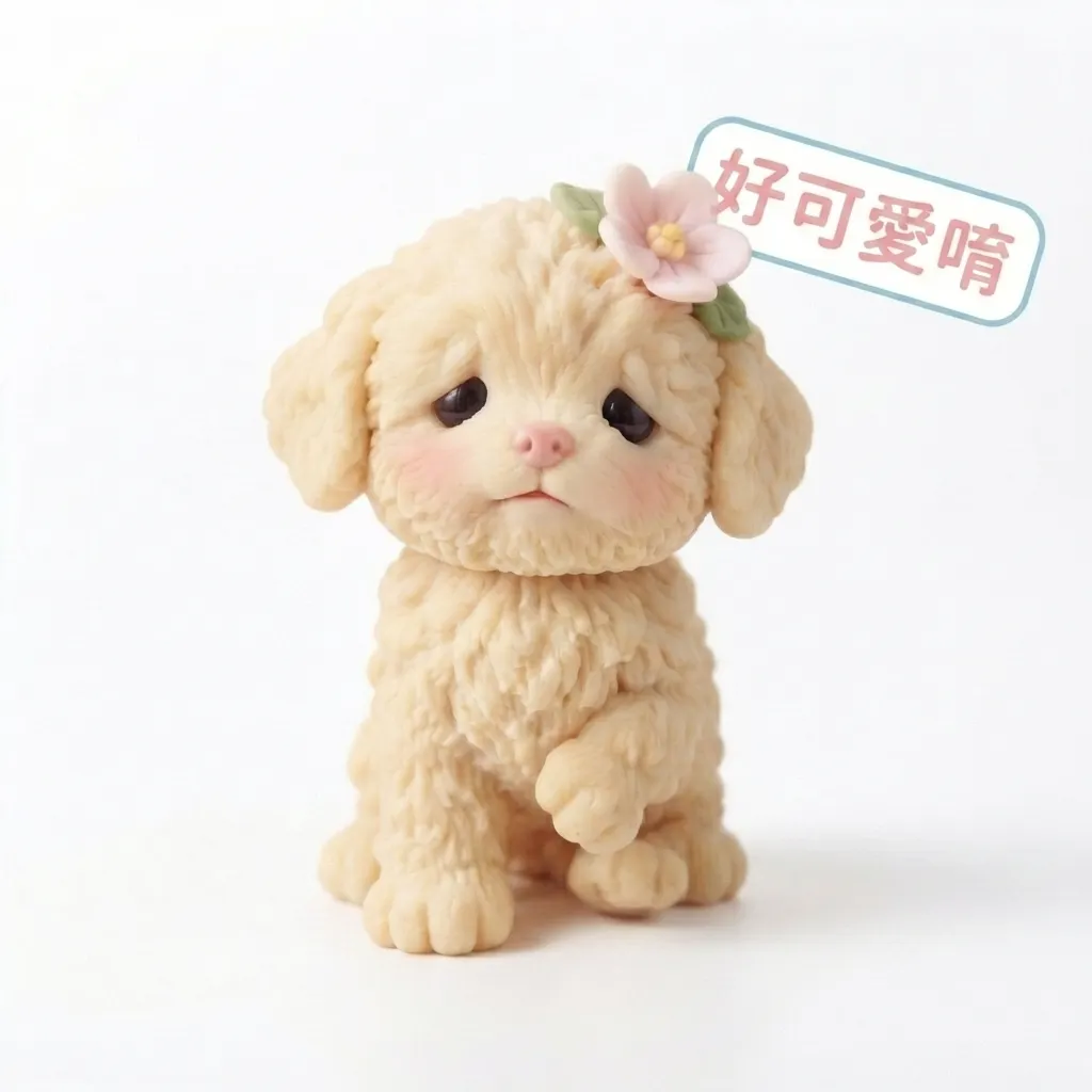 害羞的小貴賓:好可愛唷 LINE 貼圖風插畫