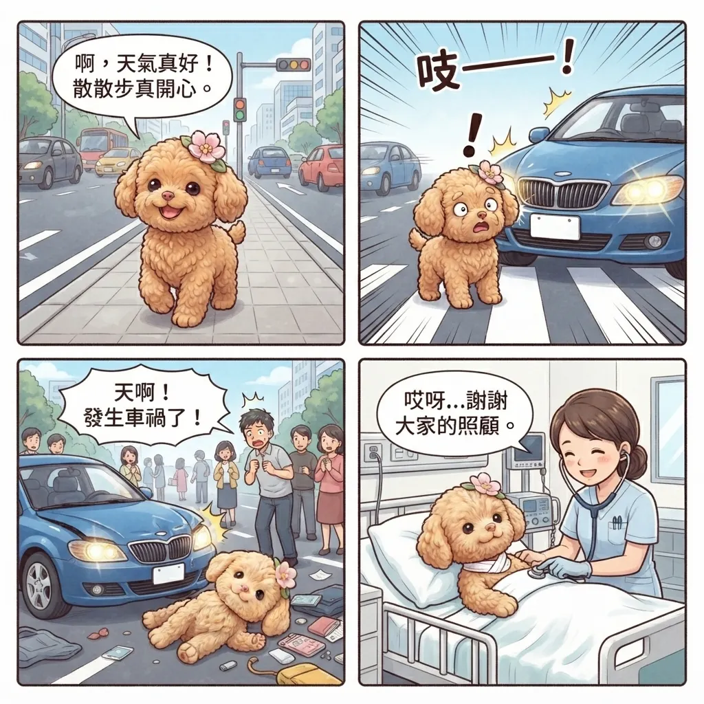 馬路如虎口:小狗主角的驚險意外與康復日記